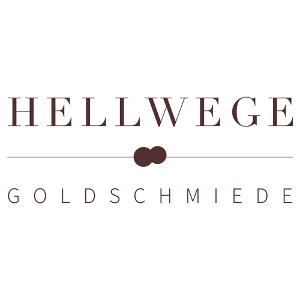 Hellwege Goldschmiede Logo, dunkelbraune Schrift auf weißem Untergrund