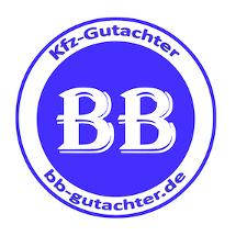 BB Kfz-Sachverständigen-Büro GmbH Logo, blauer Kreis mit weißen Buchstaben und einem weißen Rand mit blauen Buchstaben