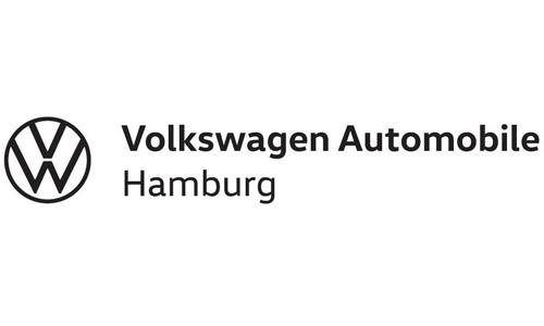 Volkswagen Automobile Hamburg Logo, schwarze und graue Schrift auf weißem Untergrund