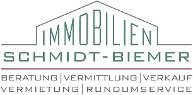 Schmidt-Biemer Immobilien e.K. Logo, grüne und schwarze Schrift auf weißem Untergrund