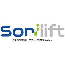 Sonilift GmbH Logo, blaue, grüne und graue Schrift auf weißem Untergrund