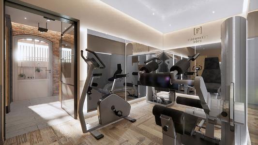 Ein Raum mit Fitnessgeräten