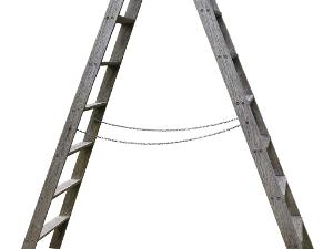 Eine silberne Leiter, die Seiten verbunden durch eine Kette