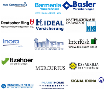 Logos der Versicherungsunternehmen, mit denen LAUE & PARTNER Versicherungsmakler kooperiert.