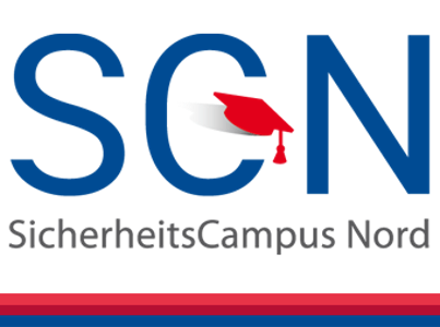 SicherheitsCampus Nord Hamburg Logo, blaue und graue Schrift auf weißem Untergrund