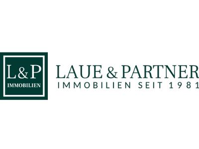 LAUE & PARTNER Logo, grüne Schrift auf weißem Untergrund