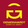 Gemeinhardt Service Spezialgerüstbau Logo, gelbe Schrift auf rotem Untergrund