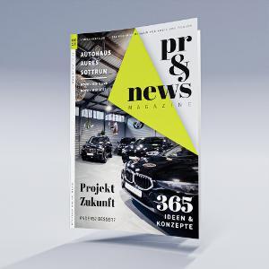 Zeitschrift pr&news mit mehreren schwarzen Autos auf dem Cover