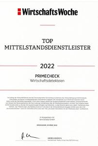 TOP Mittelstands Dienstleister 2022 Auszeichnung