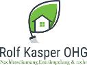 Rolf Kasper OHG Logo, ein grünes Blatt mit einem Haus darin und schwarze und grüne Schrift