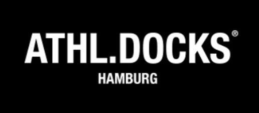 Athletik Docks Logo, weiße Schrift auf schwarzem Untergrund