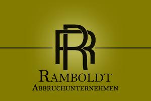 Ramboldt UG Abbruchunternehmen Logo, schwarze Schrift auf grüngelblichem Untergrund