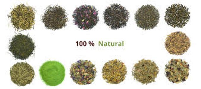 100% Natural und darum verschiedene Häufchen mit losem Tee