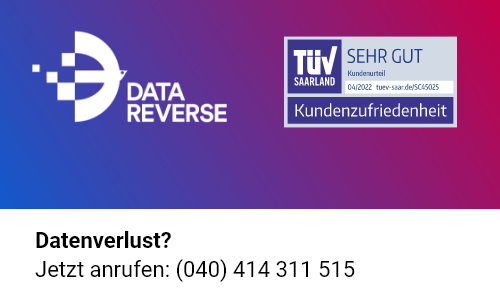 Logo von DATA REVERSE inkl. TÜV-Zertifikat