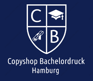 Logo Copyshop Bachelordruck Hamburg, weiße Schrift auf blauem Untergrund