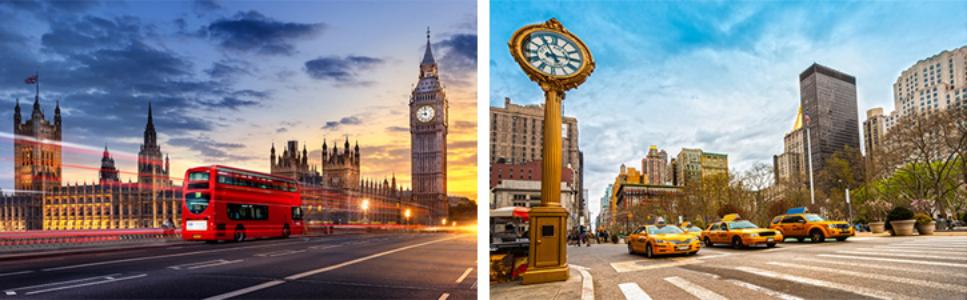 Stadtansichten von London und New York