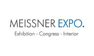MEISSNER EXPO GmbH Logo, dunkelgrau und blaue Schrift