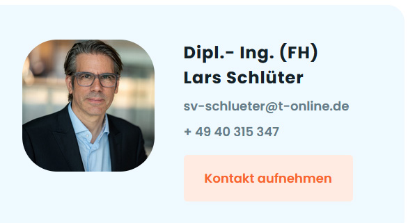 Lars Schlüter und daneben die Kontaktdaten wie Email und Telefonnummer