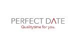 Perfect Date Logo, graue und rote Schrift auf weißem Untergrund