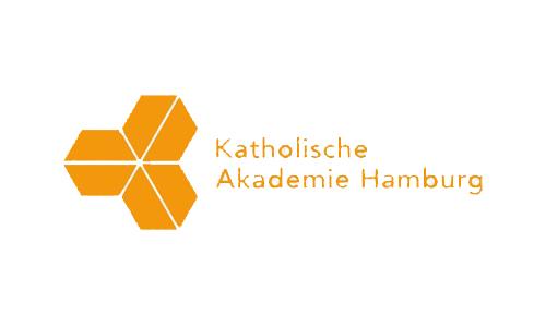 Tagungshaus Katholische Akademie Hamburg Logo, orangefarbene Schrift auf weißem Untergrund