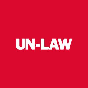 UNIQUELAW Logo, weiße Schrift auf rotem Untergrund