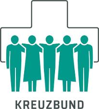 Kreuzbund Diözesanverband Hamburg e.V. Logo, Grafik von fünf Menschen in grün die sich in den Armen liegen