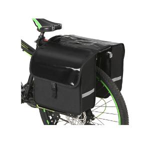 Eine schwarze Satteltasche auf einem Fahrrad