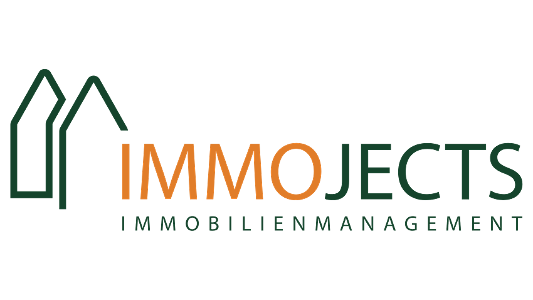 IMMOJECTS Hamburg Logo, grüne und orangefarbene Schrift
