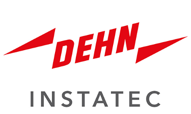 DEHN INSTATEC GmbH Logo, rote und schwarze Schrift auf weiße Untergrund