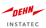 DEHN INSTATEC GmbH Logo, rote und schwarze Schrift auf weiße Untergrund