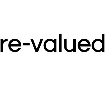 re-valued Logo, schwarze Schrift auf weißem Untergrund