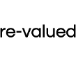 re-valued Logo, schwarze Schrift auf weißem Untergrund