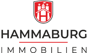Hammaburg Immobilien Logo, weiße Schrift auf grauem Untergrund