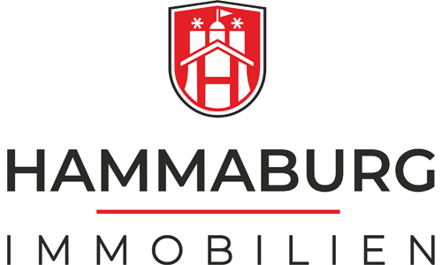 Hammaburg Immobilien Logo, weiße Schrift auf grauem Untergrund