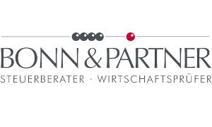 BONN & PARTNER Steuerberater - Wirtschaftsprüfer Partnerschaftsgesellschaft mbB Logo, dunkelgraue Schrift auf weißem Untergrund