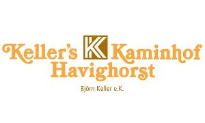 Keller´s Kaminhof Havighorst Logo, orange Schrift auf weißem Untergrund