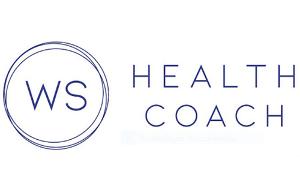 Health Coach in blauer Schrift, WS in einem blauen Kreis