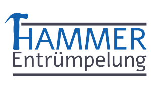 Hammer Entrümpelung Logo blaue und schwarze Schrift
