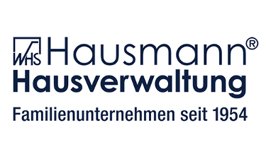 Logo von Hausmann Hausverwaltung mit blauem Schriftzug auf weißem Grund.