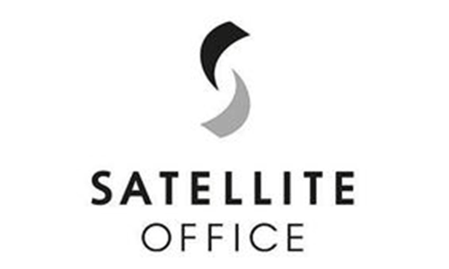 Logo von Satellite Offices mit schwarzem Schriftzug auf weißem Grund
