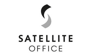 Logo von Satellite Offices mit schwarzem Schriftzug auf weißem Grund