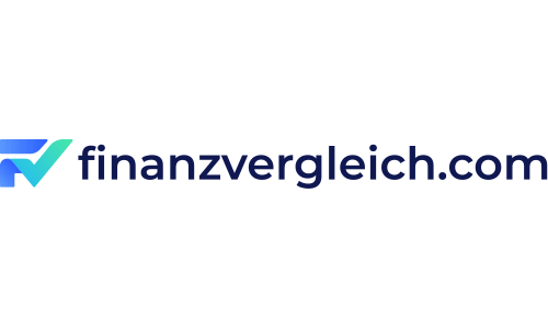 finanzvergleich.com Logo in blauer Schrift mit Icon