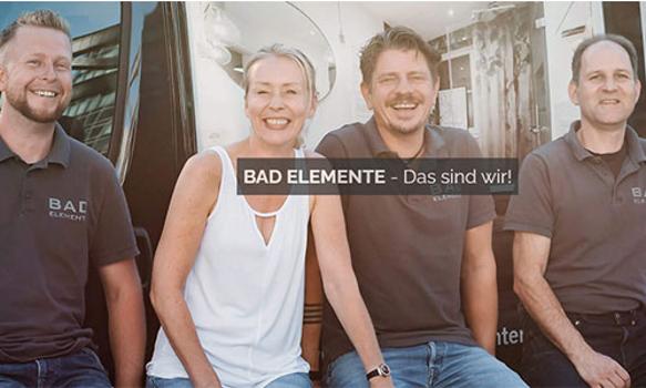Das Team von BAD ELEMENTE bestehend aus einer Frau und drei Männern.