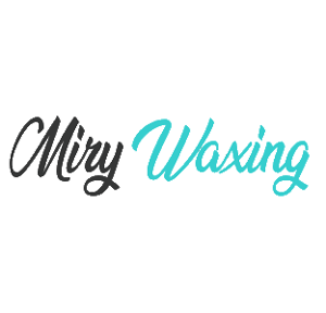 Miry Waxing Logo, Miry in schwarz und Waxing in türkiser Schrift