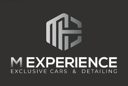 Logo von MExperience GmbH Exclusive Cars & Detailing, weiße Schrift auf schwarzem Untergrund