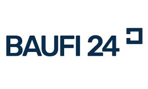 Firmenname von Baufi24 in blau mit weißem Hintergrund