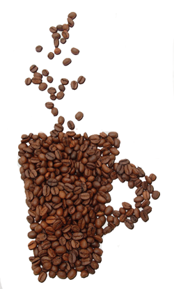 Ein Kaffeebecher aus Kaffeebohnen