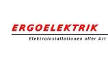 Ergoelektrik Logo, rote Schrift, darunter eine schwarze Linie und darunter schwarze Schrift