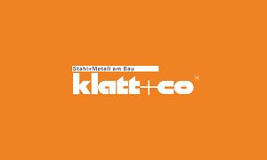 Logo Stahl + Metall am Bau Klatt + Co GmbH, weiße Schrift auf orangefarbenem Untergrund