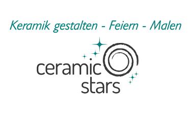 Ceramic Stars Logo, schwarze Schrift und grüne Sternchen